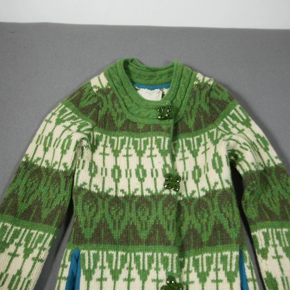 Sparrow Fair Isle Lambswool Angora Blend Knit Longline Women Cardigan Coat S